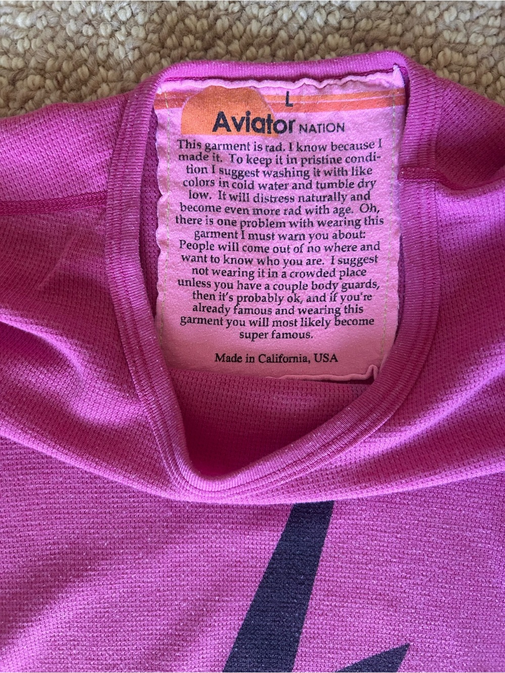 Aviator Nation Pink Lightning Bolt Long Sleeve Top - Picture 5 of 7